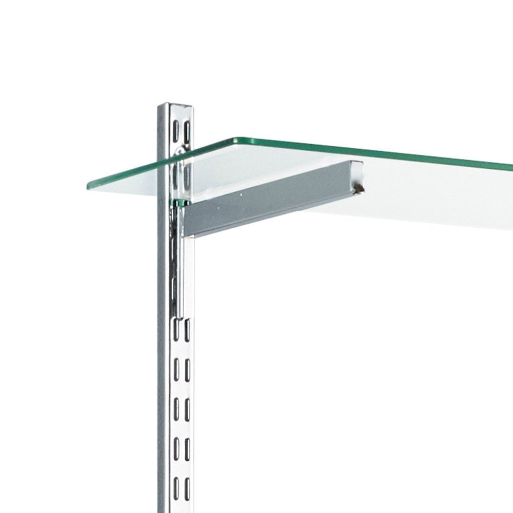 Chrome Twin Slot Shelf Bracket for Level Glass Shelves