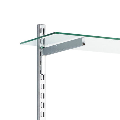 Chrome Twin Slot Shelf Bracket for Level Glass Shelves