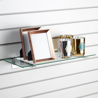 Toughened Glass Shelf and Slatwall Brackets - W600mm
