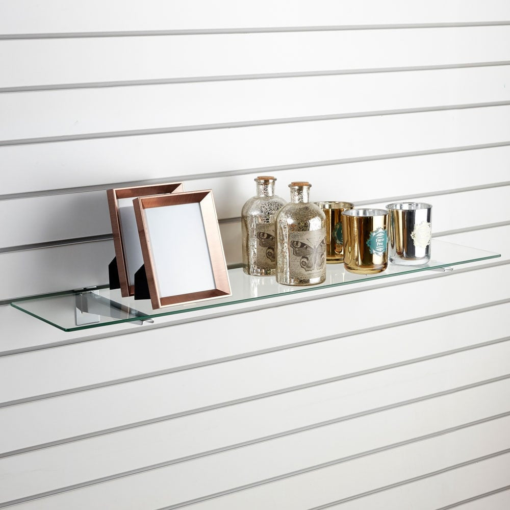 Toughened Glass Shelf and Slatwall Brackets - W1050mm