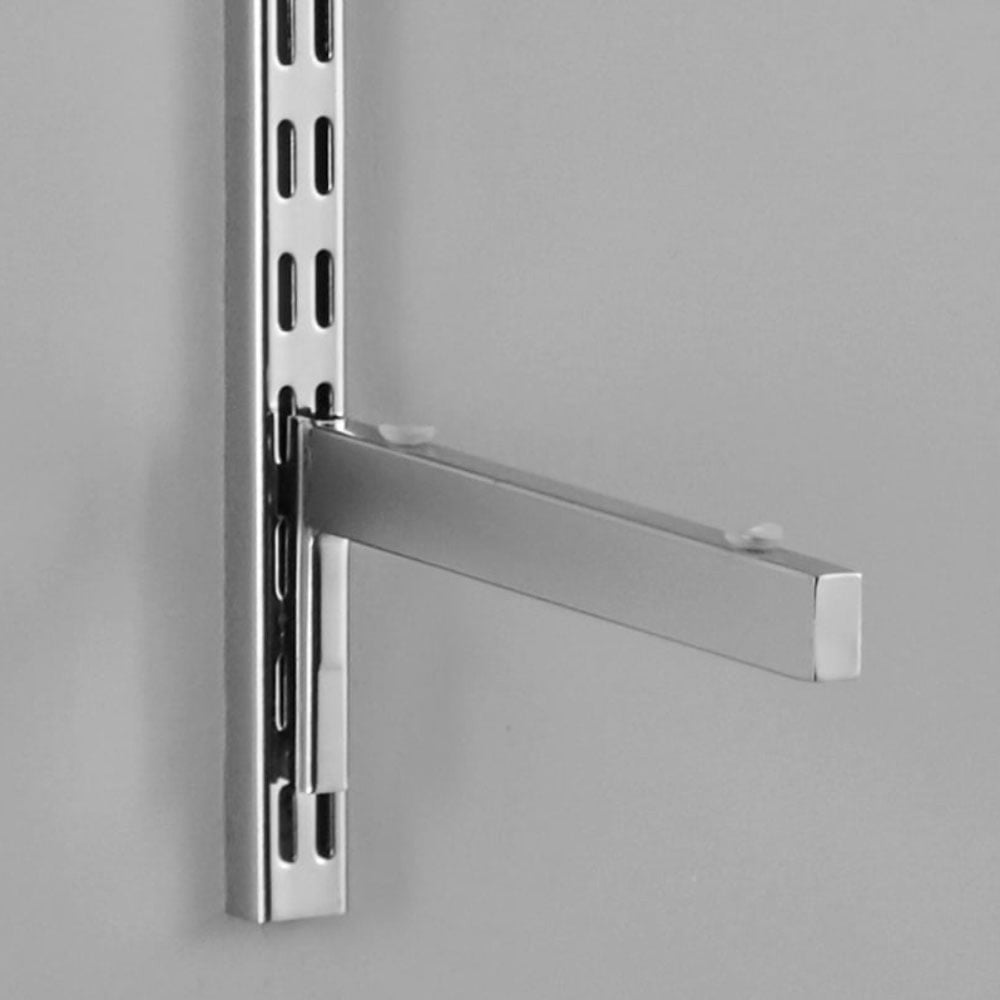 Chrome & Glass Twin Slot Shelving Kit - D300mm - 3 Shelves, 6 Square Brackets
