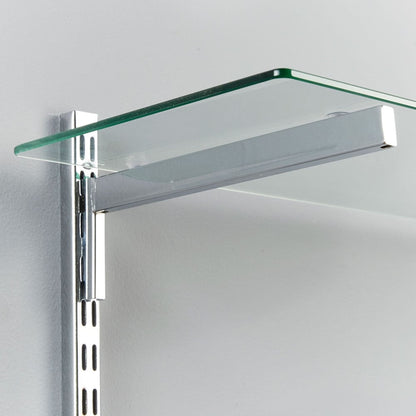 Chrome & Glass Twin Slot Shelving Kit - D300mm - 4 Shelves, 8 Square Brackets