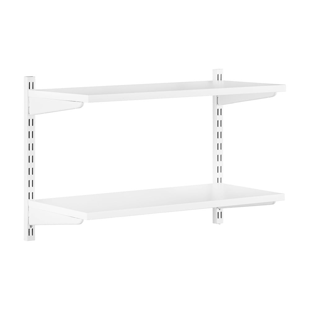 White Wooden Twin Slot Shelving Kit - 2 Shelves