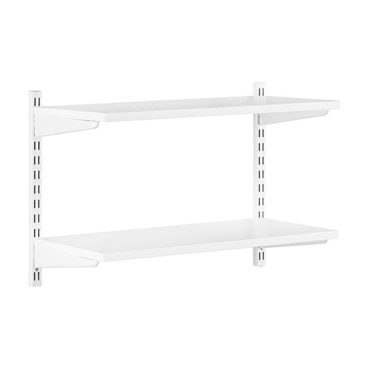 White Wooden Twin Slot Shelving Kit - 2 Shelves