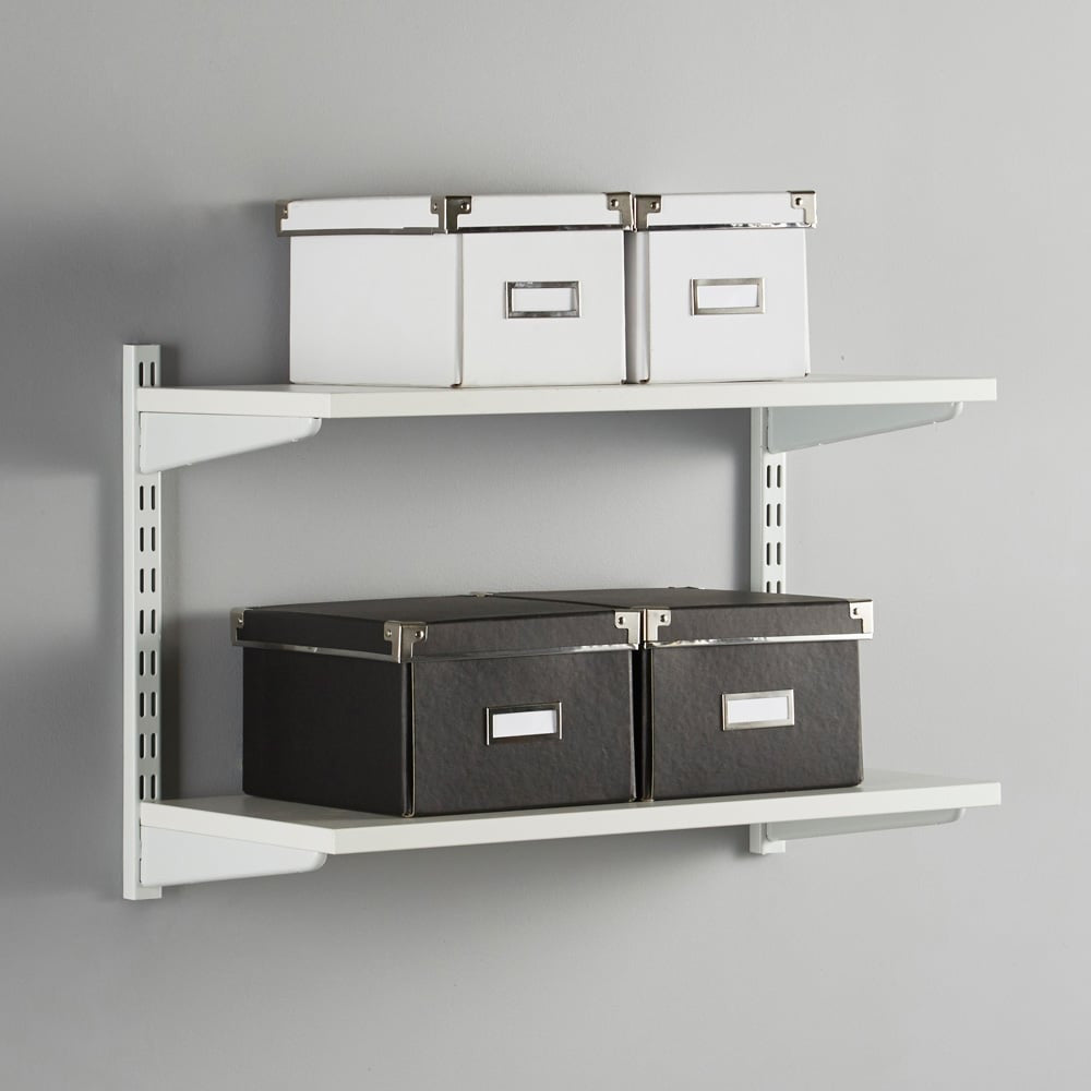 White Wooden Twin Slot Shelving Kit - 2 Shelves