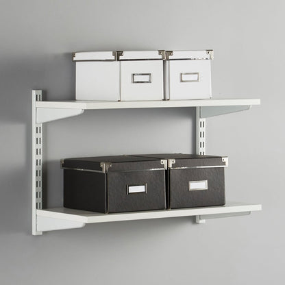White Wooden Twin Slot Shelving Kit - 2 Shelves