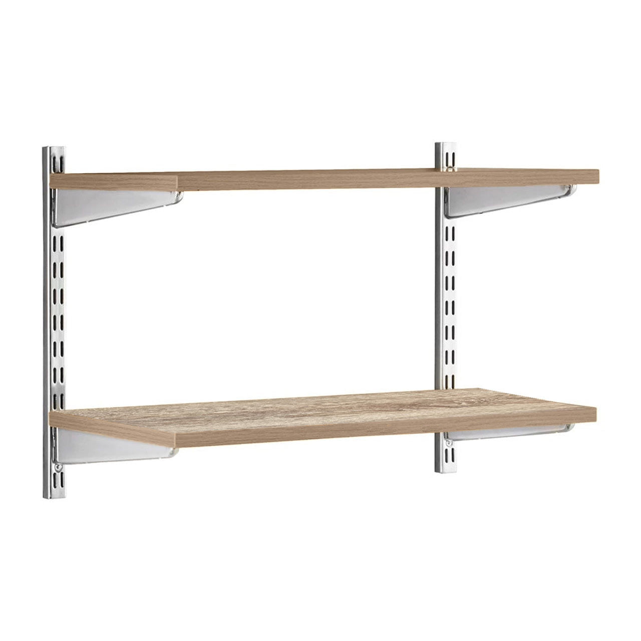 Chrome & Oak Twin Slot Shelving Kit - 2 Shelves