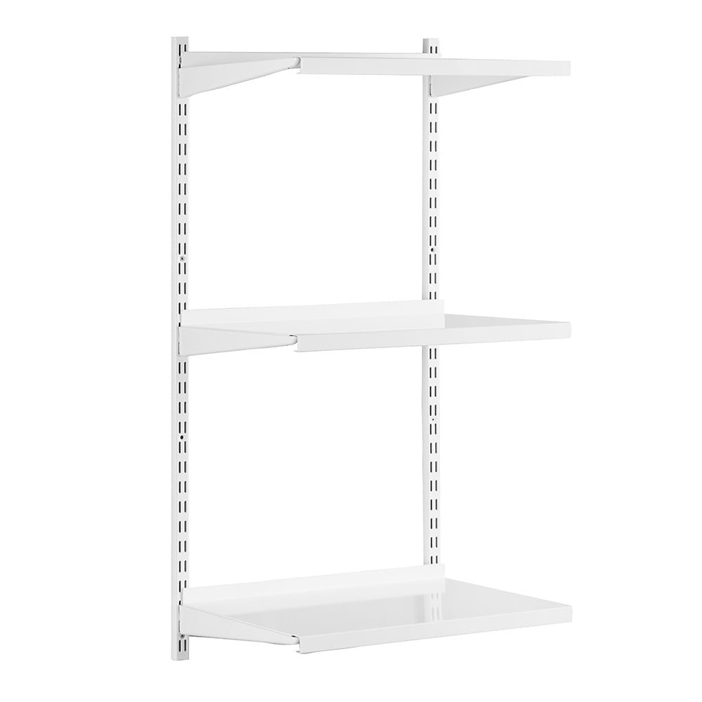 White Twin Slot Shelving Kit - H1000mm - 3 Shelves
