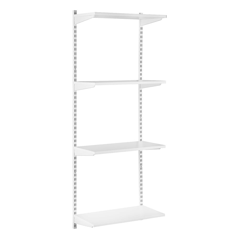 White Twin Slot Shelving Kit - H1600mm - 4 Shelves