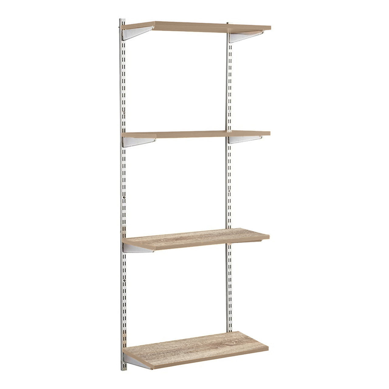 Chrome & Oak Twin Slot Shelving Kit - H1600mm - 4 Shelves