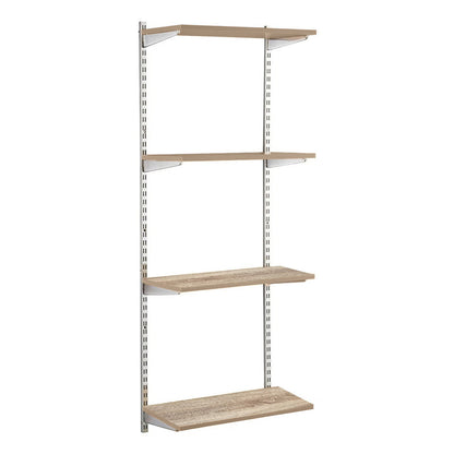 Chrome & Oak Twin Slot Shelving Kit - H1600mm - 4 Shelves