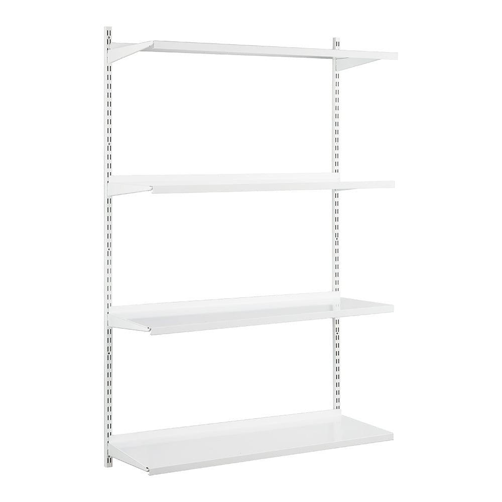 White Steel Twin Slot Shelving Kit - W1000mm - 4 Shelves