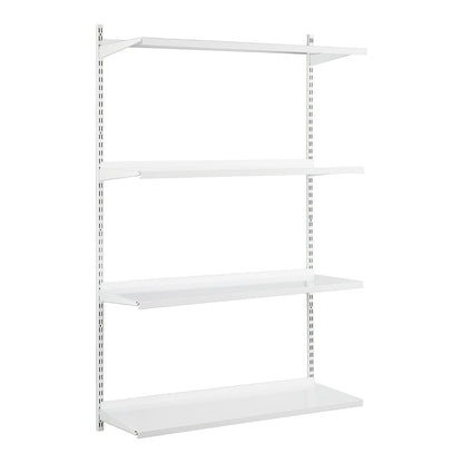 White Steel Twin Slot Shelving Kit - W1000mm - 4 Shelves