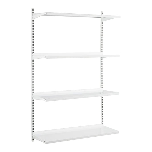 White Steel Twin Slot Shelving Kit - W1000mm - 4 Shelves