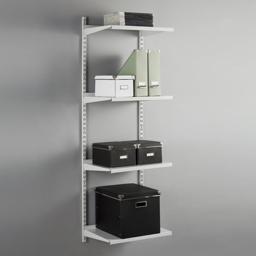 White Steel Twin Slot Shelving Kit - W500mm - 4 Shelves