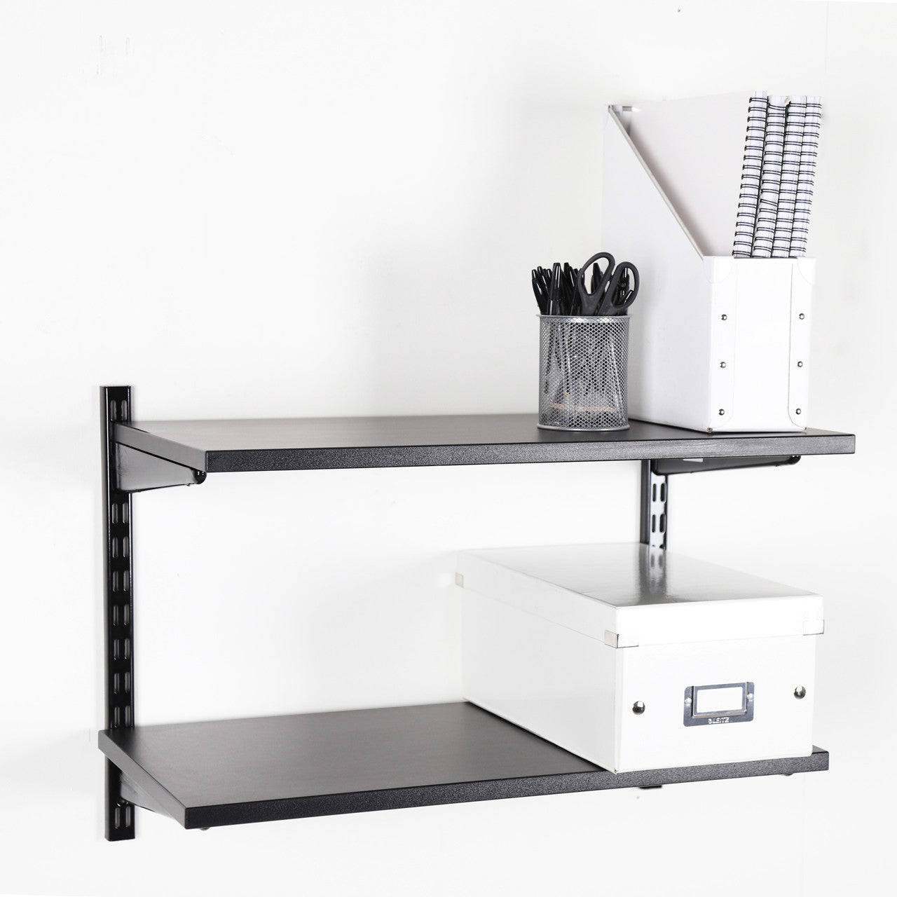 Black Twin Slot Shelving Kit - H430mm - 2 Shelves
