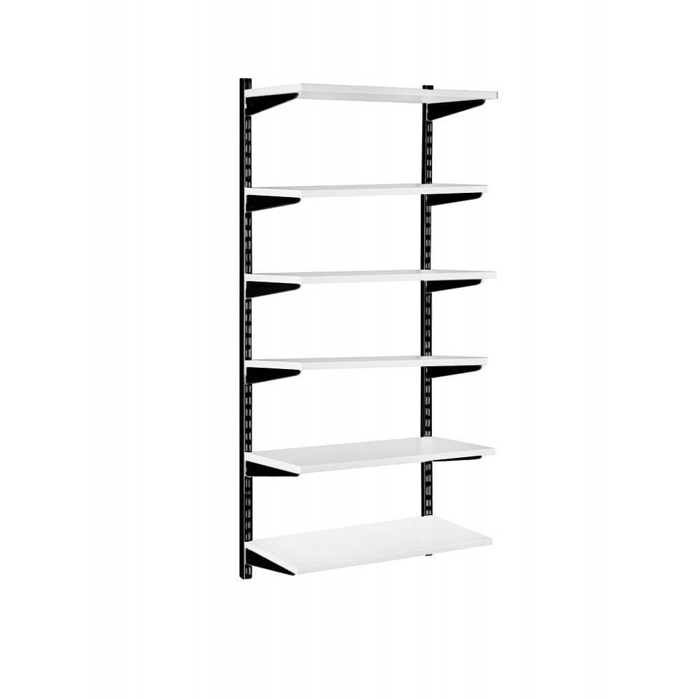 Black & White Twin Slot Shelving Kit - H1980mm - 6 Shelves