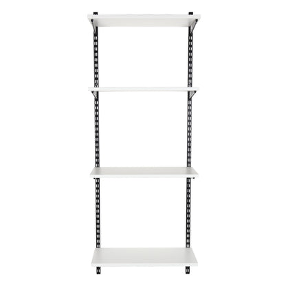 Black & White Steel Twin Slot Shelving Kit - W500mm - 4 Shelves