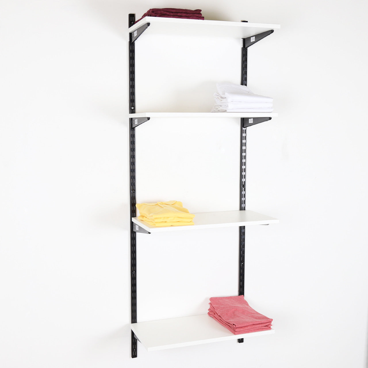 Black & White Steel Twin Slot Shelving Kit - W1000mm - 4 Shelves