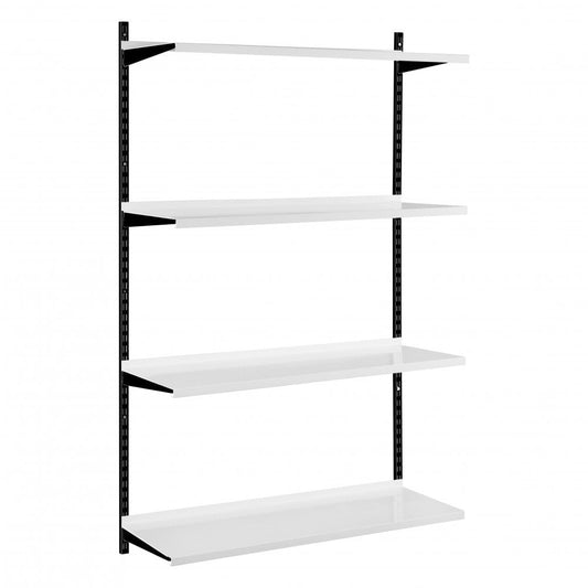 Black & White Steel Twin Slot Shelving Kit - W1000mm - 4 Shelves