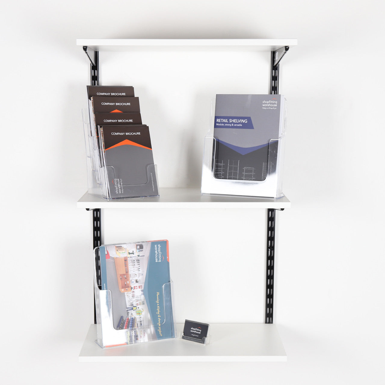 Black & White Steel Twin Slot Shelving Kit - W500mm - 3 Shelves