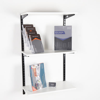 Black & White Steel Twin Slot Shelving Kit - W500mm - 3 Shelves