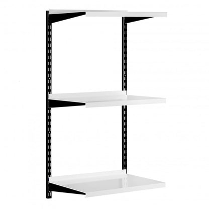 Black & White Steel Twin Slot Shelving Kit - W500mm - 3 Shelves