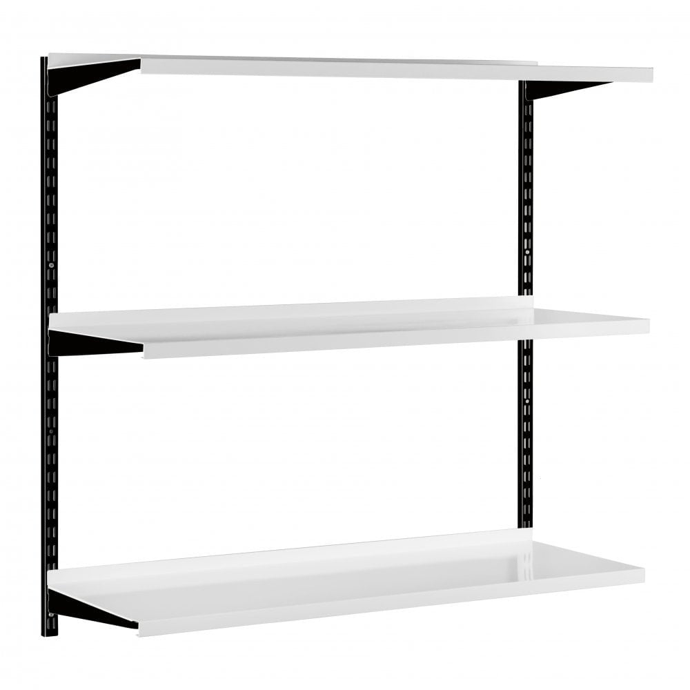 Black & White Steel Twin Slot Shelving Kit - W1000mm - 3 Shelves