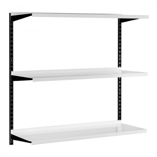 Black & White Steel Twin Slot Shelving Kit - W1000mm - 3 Shelves