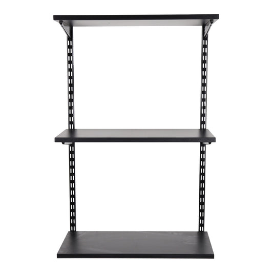 Black Twin Slot Shelving Kit - H1000mm - 3 Shelves