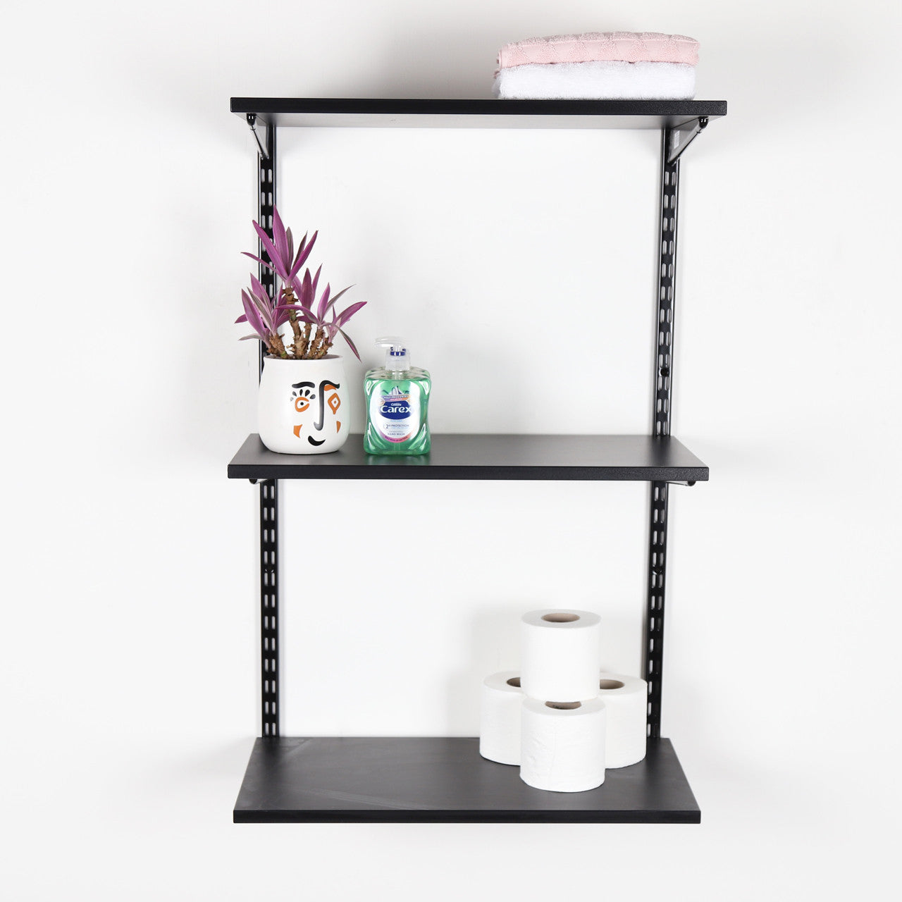 Black Twin Slot Shelving Kit - H1000mm - 3 Shelves