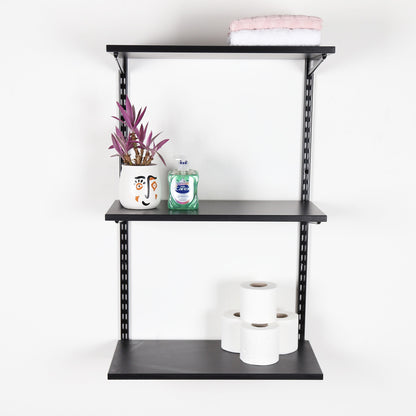 Black Twin Slot Shelving Kit - H1000mm - 3 Shelves