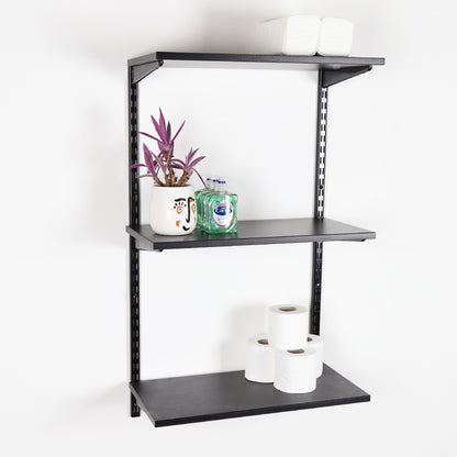 Black Twin Slot Shelving Kit - H1000mm - 3 Shelves
