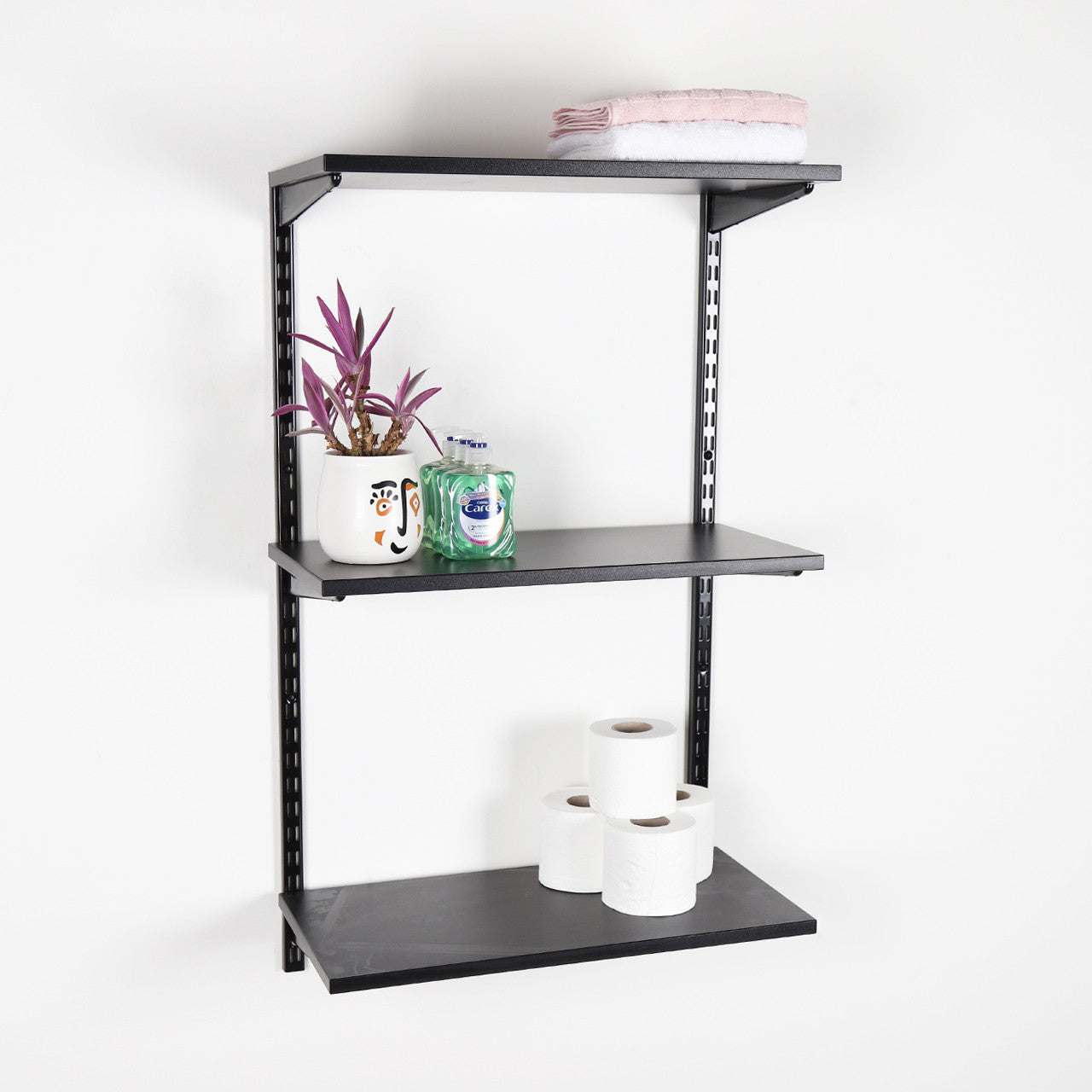 Black Twin Slot Shelving Kit - H1000mm - 3 Shelves