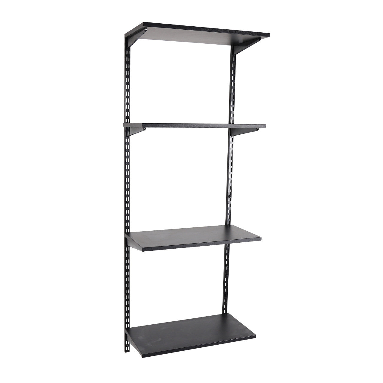 Black Twin Slot Shelving Kit - H1600mm - 4 Shelves