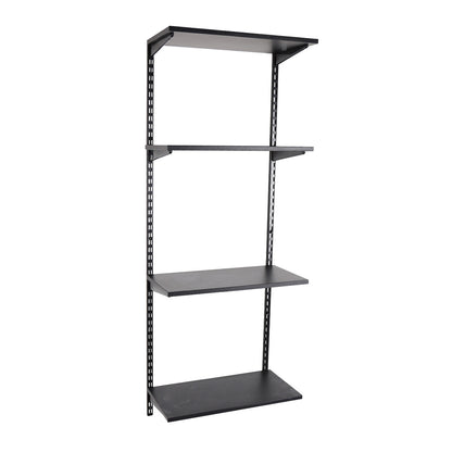 Black Twin Slot Shelving Kit - H1600mm - 4 Shelves