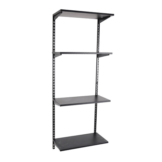 Black Twin Slot Shelving Kit - H1600mm - 4 Shelves