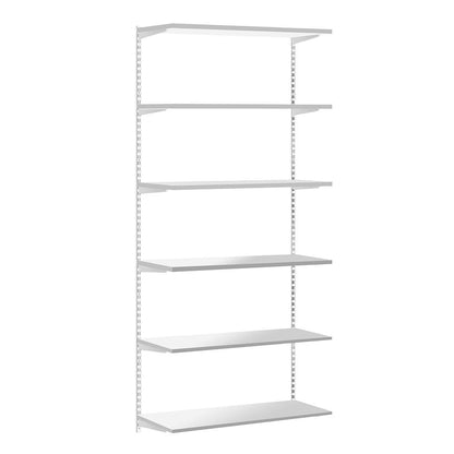 White Twin Slot Shelving Kit - H1980mm - 6 Wooden Shelves