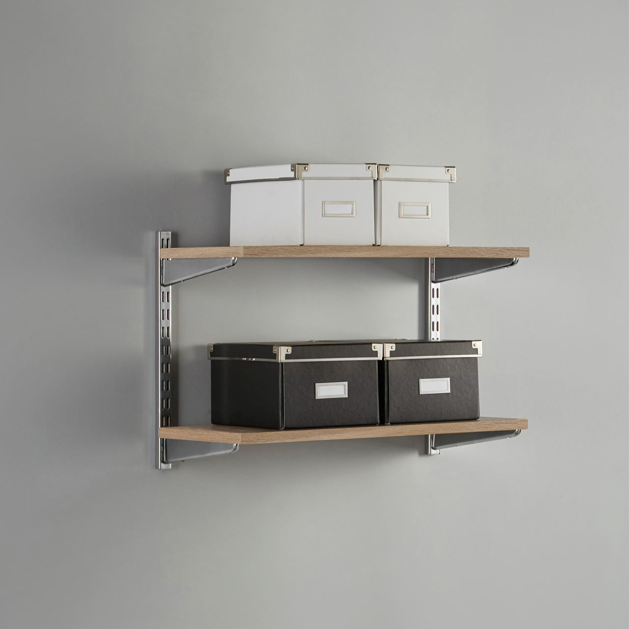 Chrome & Oak Twin Slot Shelving Kit - H1980mm - 6 Shelves