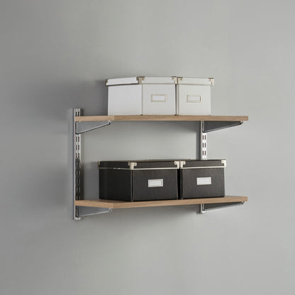 Chrome & Oak Twin Slot Shelving Kit - H1980mm - 6 Shelves