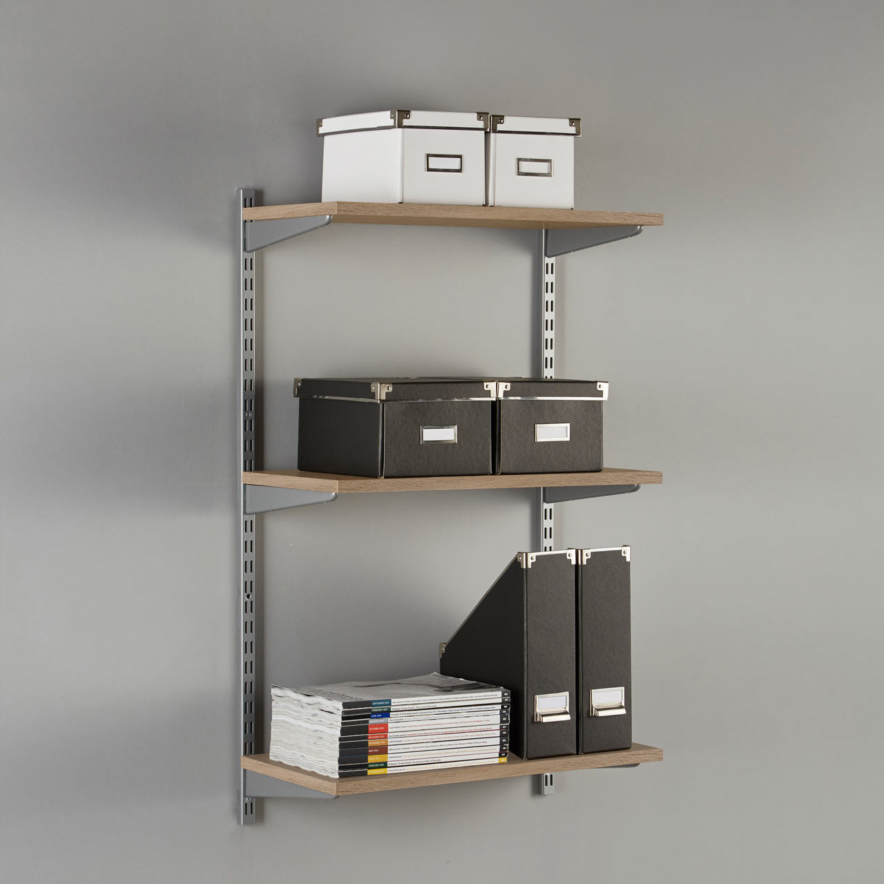 Chrome & Oak Twin Slot Shelving Kit - H1980mm - 6 Shelves