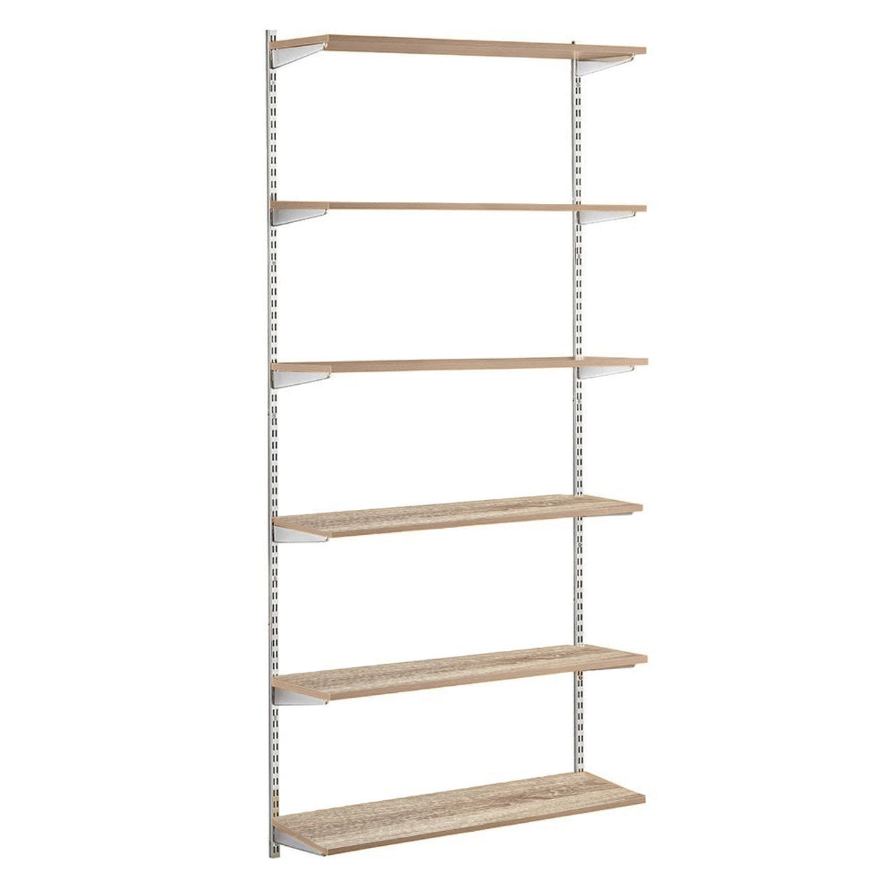 Chrome & Oak Twin Slot Shelving Kit - H1980mm - 6 Shelves