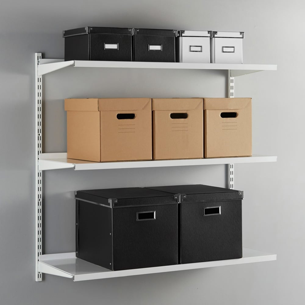 White Twin Slot Steel Shelf - W1000mm