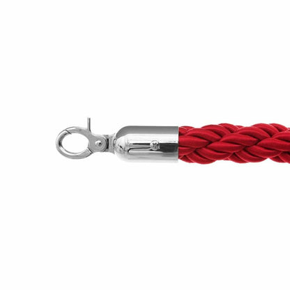 6 x Premium Rope Barrier Posts - Polished Stainless Steel Posts with 5 x Red Twisted Ropes