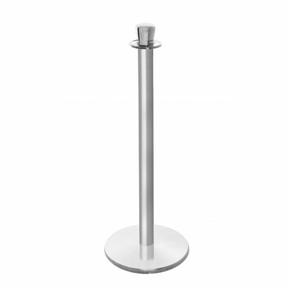 Pair of Premium Rope Barrier Posts - Polished Stainless Steel Posts with Black Twisted Rope
