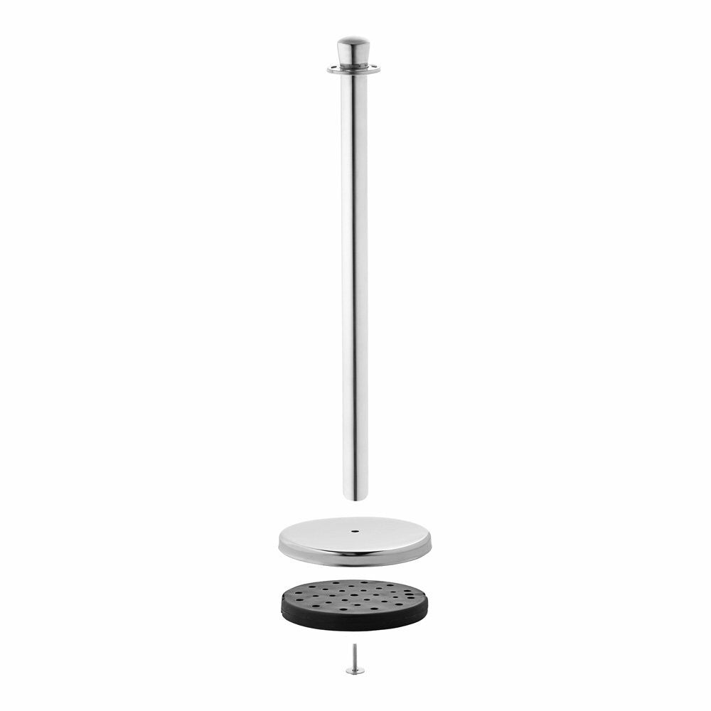 Pair of Premium Rope Barrier Posts - Polished Stainless Steel Posts with Red Twisted Rope