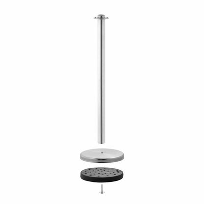 Pair of Rope Barrier Posts - Brushed Stainless Steel Posts with Black Twisted Rope