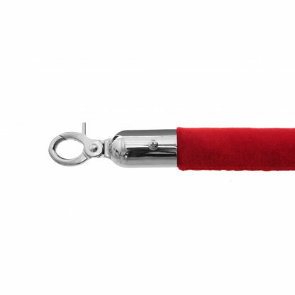 Pair of Rope Barrier Posts - Brushed Stainless Steel Posts with Red Velvet Rope
