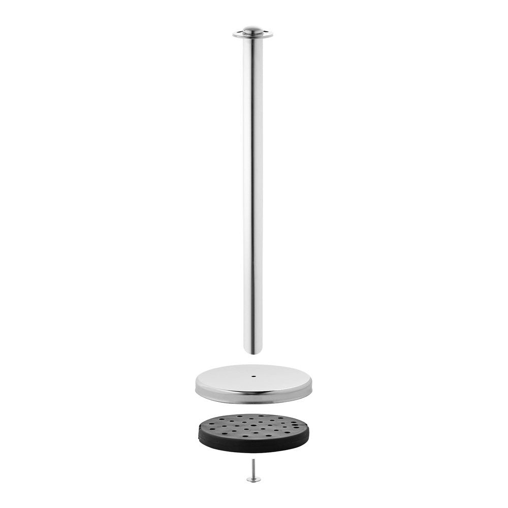 Pair of Rope Barrier Posts - Polished Stainless Steel Posts with Red Twisted Rope