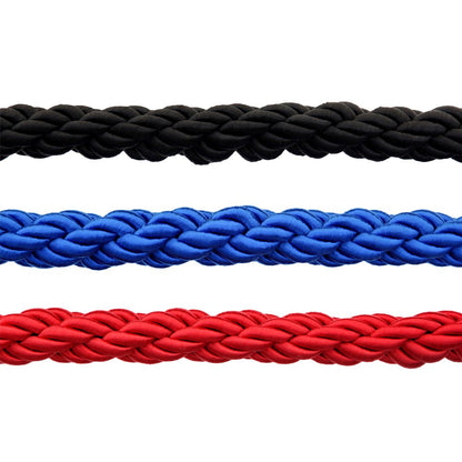Pair of Rope Barrier Posts - Polished Stainless Steel Posts with Red Twisted Rope
